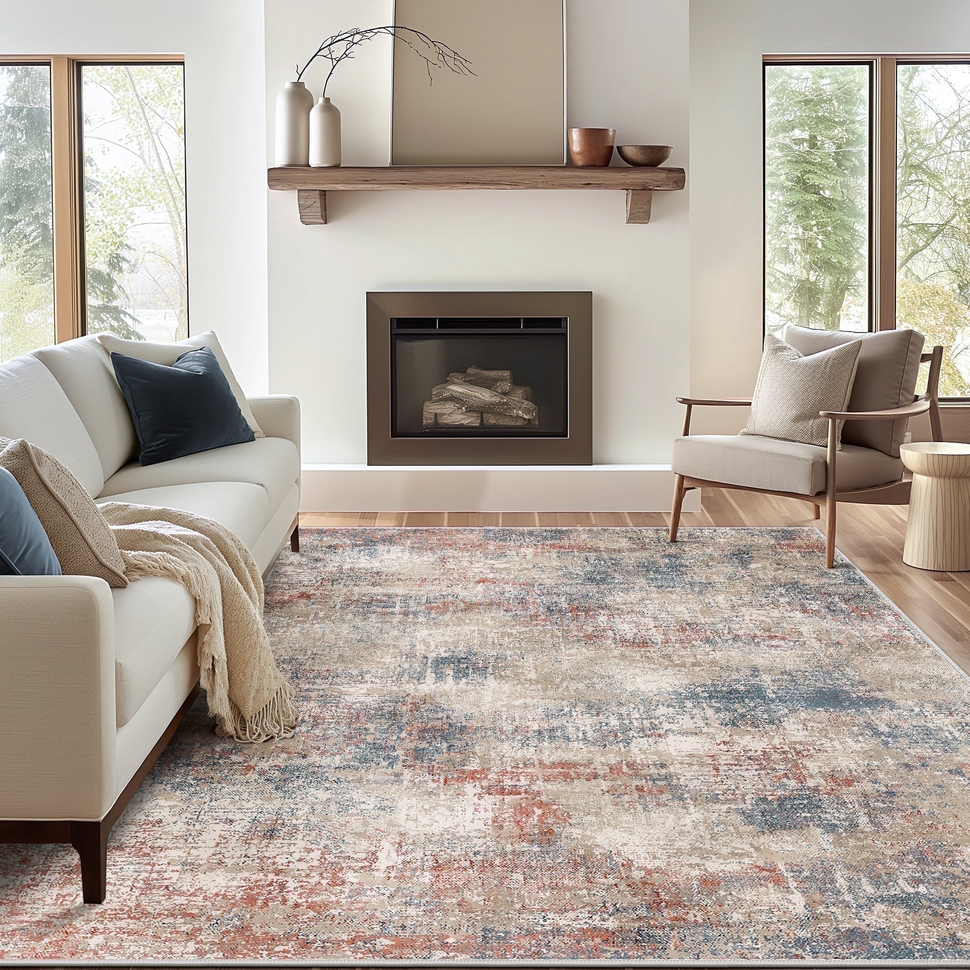 KUETH 8'x10' Area Rugs for Living Room, Non Slip Machine Washable ...