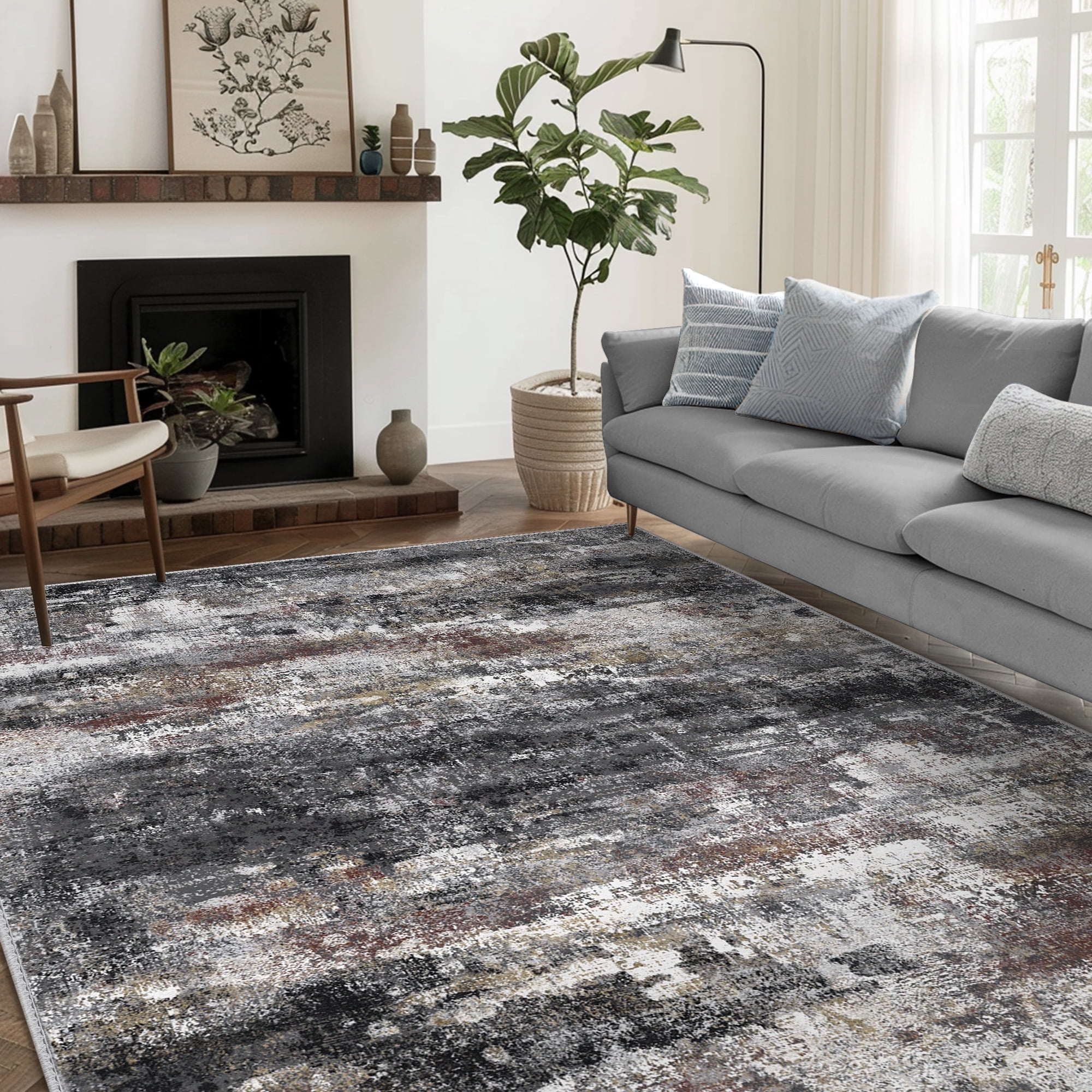 KUETH 8'x10' Area Rugs for Living Room, Non Slip Machine Washable ...