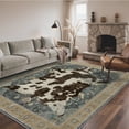 thumbnail image 1 of KUETH 8'x10' Cow Area Rugs for Living Room, Non Slip Machine Washable Vintage Boho Rug, Low Pile Print Rug for Bedroom Dining Room Home Office, 1 of 9