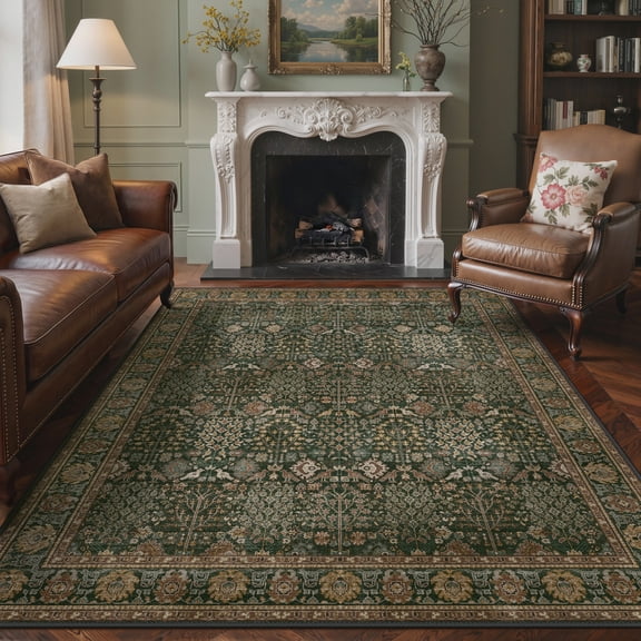 KUETH 8X10 Area Rugs Machine Washable Rugs for Living Room, Non Slip Throw Rug with Rubber Backing, Rug for Entryway、Bedroom、Kitchen、Floor and Dining Room