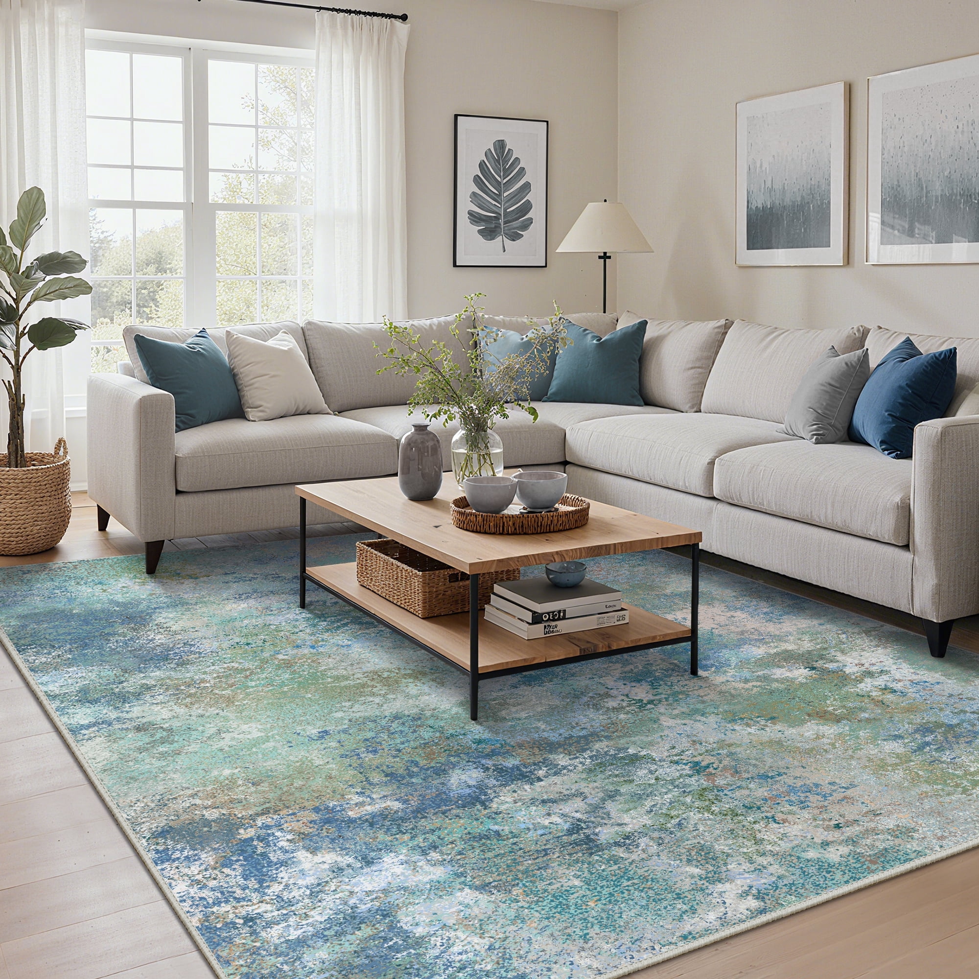KUETH 8X10 Area Rugs Machine Washable Rugs for Living Room, Non Slip ...