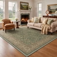 thumbnail image 1 of KUETH 8X10 Machine Washable Area Rug, Low Pile Non-Slip Backing Carpet for Living Room and Bedroom, Pet-Friendly Vintage Floral Medallion Rug, Green, 1 of 6