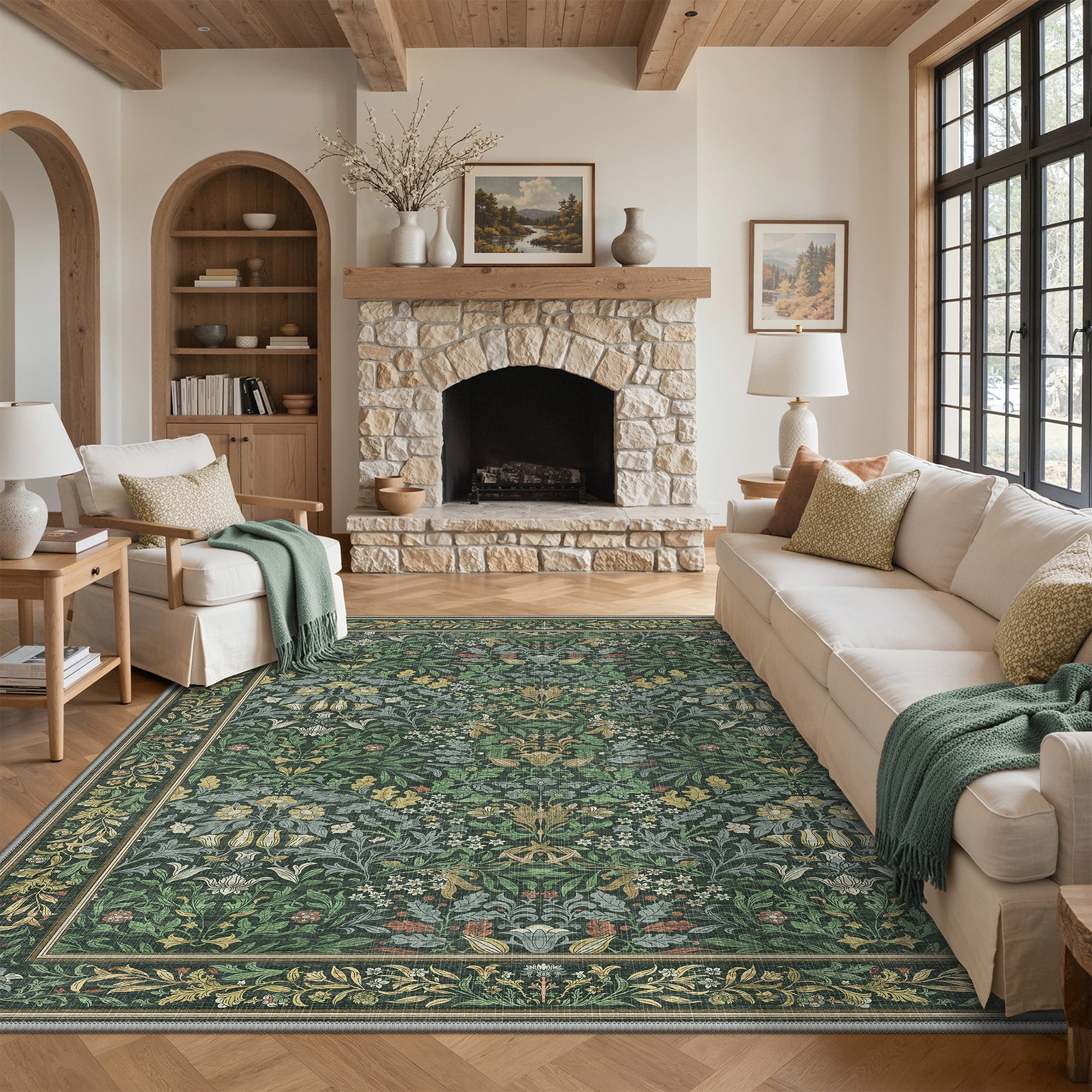 KUETH 8X10 Vintage Area Rugs Machine Washable Rugs for Living Room, Non ...