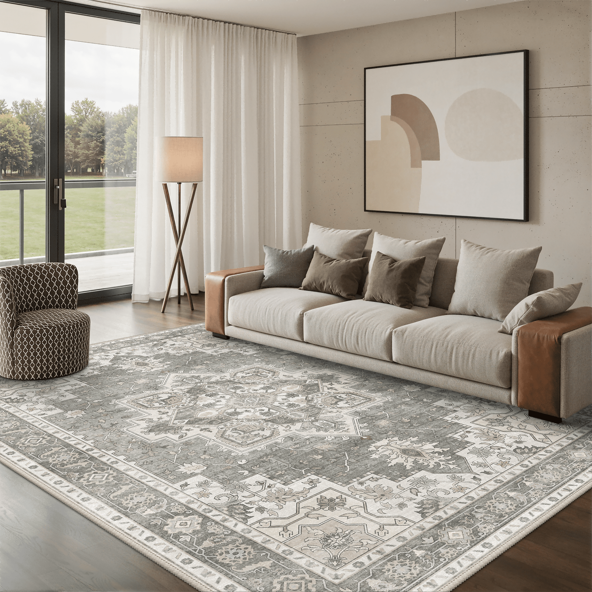 KUETH 8X10 Vintage Area Rugs Machine Washable Rugs for Living Room, Non ...