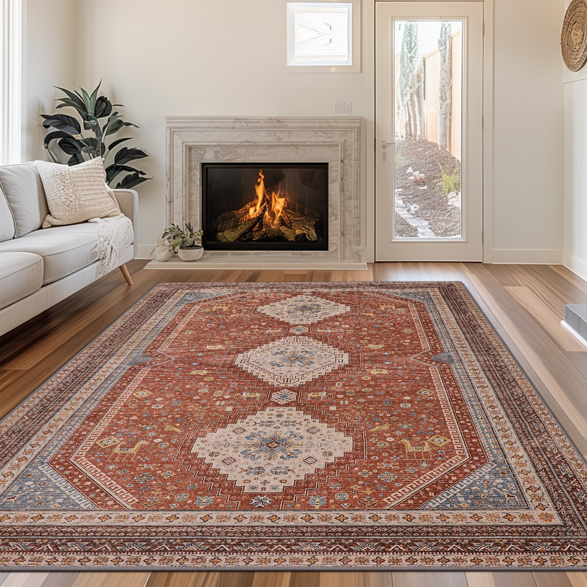 KUETH 8x10 Area Rug Living Room Clearance, Non Slip Indoor Vogue Area ...