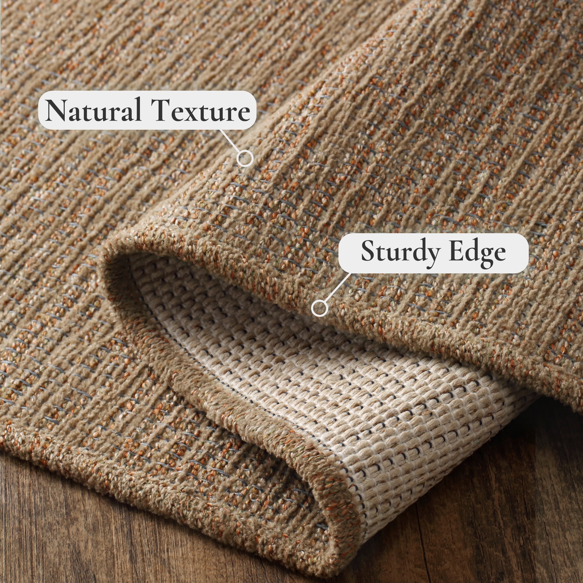 KUETH 8x10 Handwoven Natural Fiber Area Rug, Woven Natural Style Rug, Machine Washable Non-Slip for Living Room、 Bedroom and Dining Room.