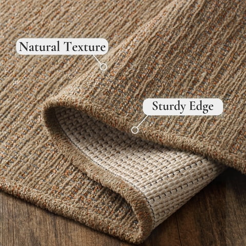 KUETH 8x10 Handwoven Natural Fiber Area Rug, Woven Natural Style Rug, Machine Washable Non-Slip for Living Room、 Bedroom and Dining Room.