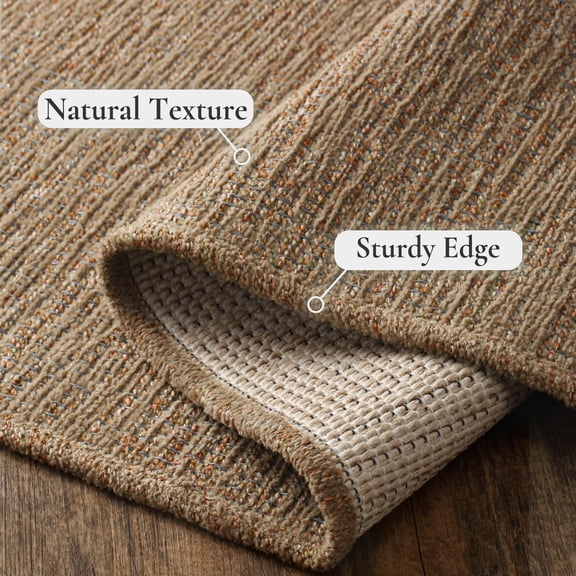 KUETH 8x10 Handwoven Natural Fiber Area Rug, Woven Natural Style Rug, Machine Washable Non-Slip for Living Room、 Bedroom and Dining Room.