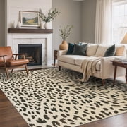 KUETH 8x10 Leopard Area Rugs Machine Washable Rugs for Living Room, Non Slip Flat Pile Rug with Rubber Backing, Modern Rug for Entryway Bedroom Dining Room Home Office