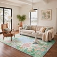 thumbnail image 1 of KUETH 8x10 Machine Washable Floral Rug for Living Room, Large Soft Low Pile Non Slip Backing Area Rug, Pastel Mint Rug for Bedroom Dining Room Office, 1 of 5