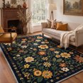 thumbnail image 1 of KUETH 8x10 Machine Washable Modern Floral Rug for Living Room, Large Soft Low Pile Non Slip Backing Area Rug, Midnight Navy Rug for Bedroom Dining Room Office, 1 of 5