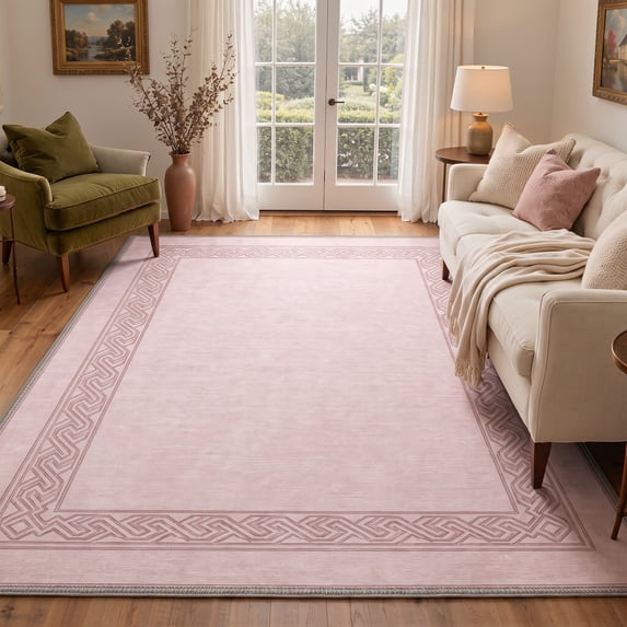 KUETH 8x10 Soft Modern Minimalist Rug for Living Room, Large Machine Washable Low Pile Non Slip Backing Area Rug, ROSENEXUS Rug for Bedroom Office