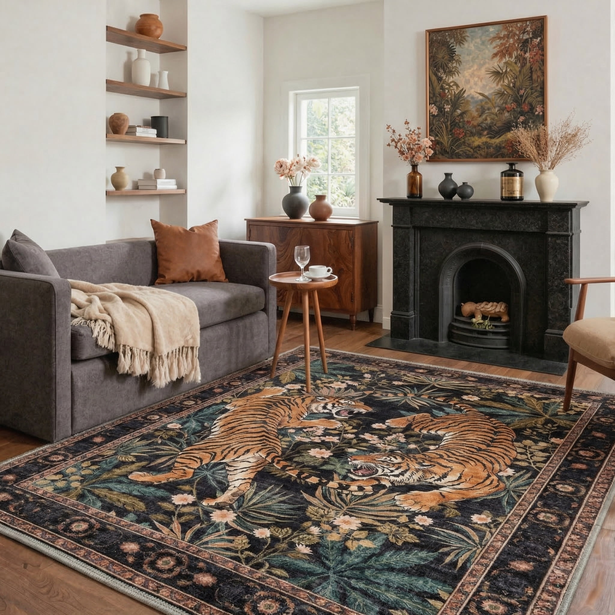 KUETH 8x10 Tiger Area Rugs for Living Room, Non Slip Machine Washable ...