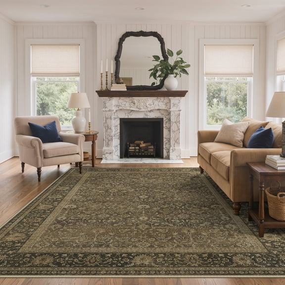 KUETH 8x10 Vintage Area Rugs Machine Washable Rugs for Living Room, Non Slip Flat Pile Rug with Rubber Backing, Boho Rug for Entryway Bedroom Dining Room Home Office