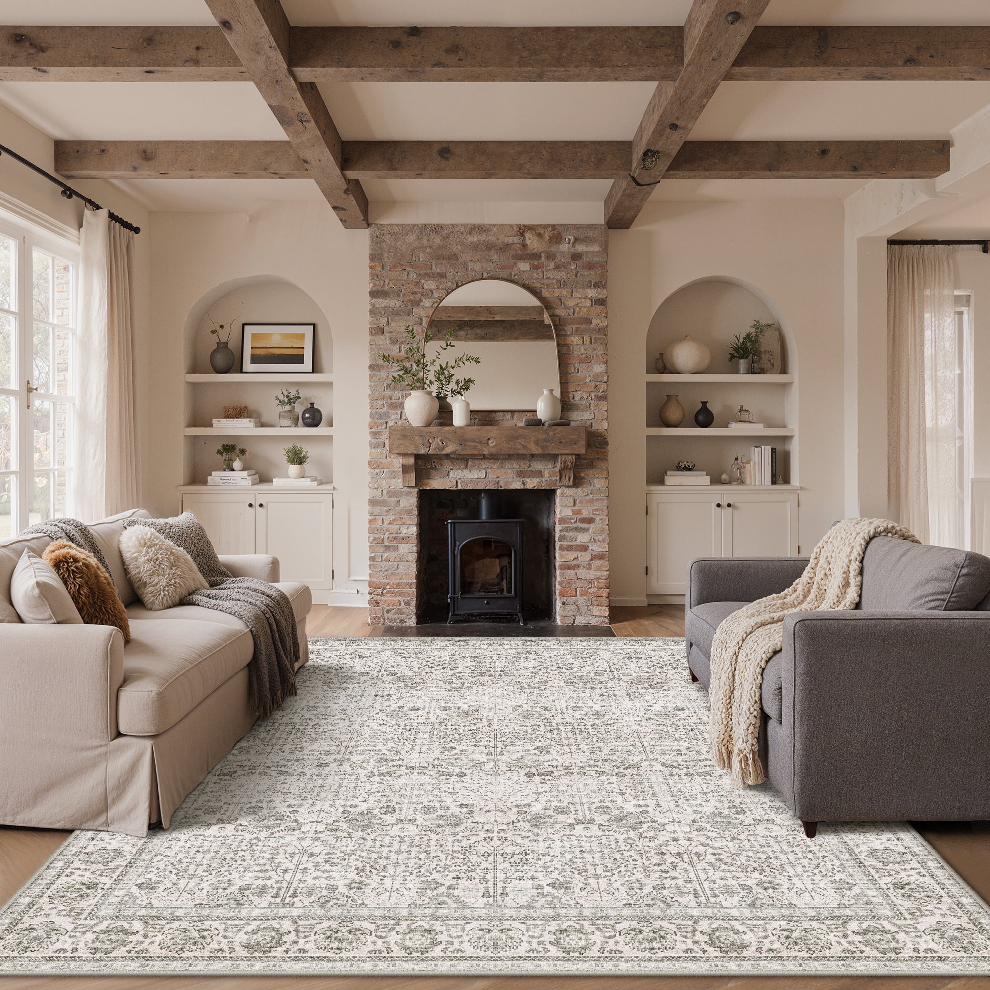 KUETH 8x10 Vintage Area Rugs Machine Washable Rugs for Living Room, Non ...