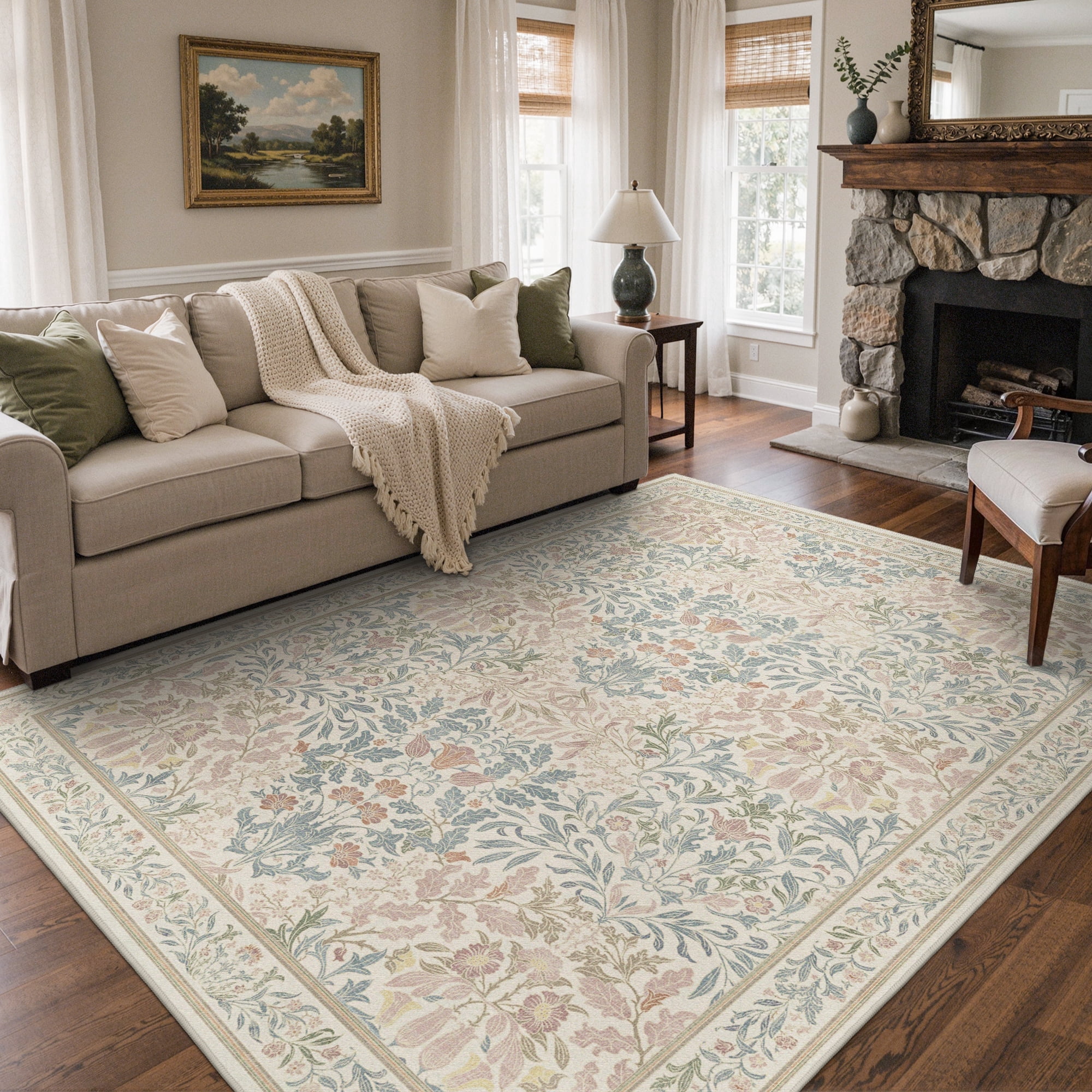 KUETH 8x10 Vintage Floral Area Rugs Machine Washable Rugs for Living ...