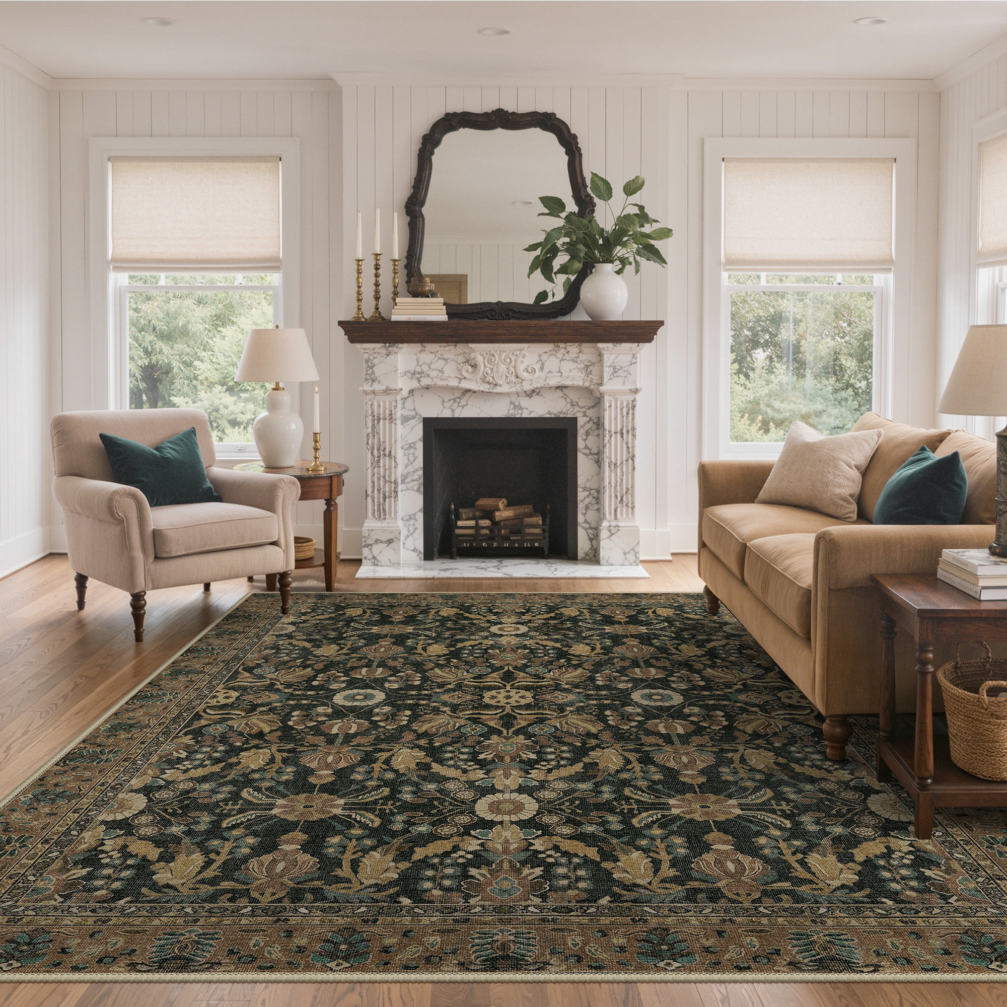 KUETH 8x10 Vintage Floral Area Rugs Machine Washable Rugs for Living ...