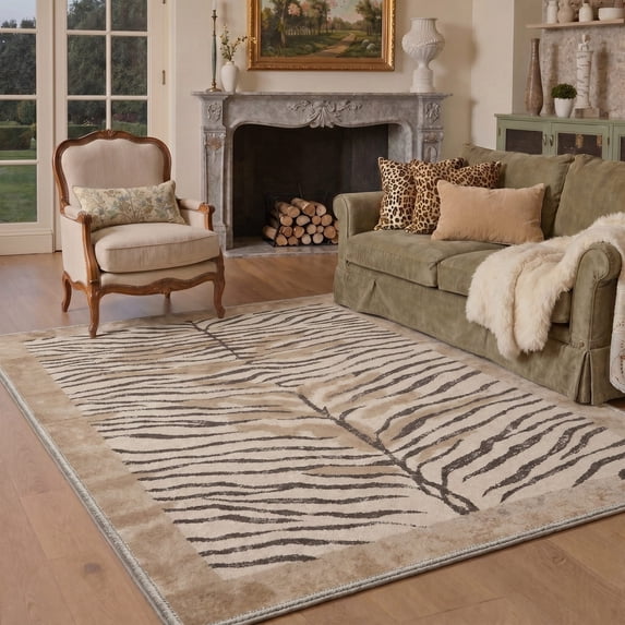 KUETH 8x10 Zebra Area Rugs Machine Washable Rugs for Living Room, Non Slip Flat Pile Rug with Rubber Backing, Modern Rug for Entryway Bedroom Dining Room Home Office