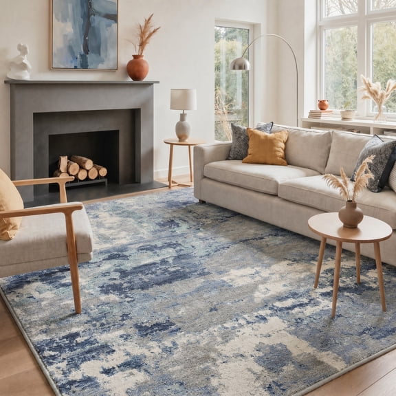 KUETH 9'X12' Area Rugs Machine Washable Rugs for Living Room, Non Slip Flat Pile Rug with Rubber Backing, Rug for Entryway Bedroom Dining Room Home Office