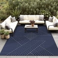 thumbnail image 1 of KUETH 9'x 12' Outdoor Rug Plastic Foldable Waterproof Outside Carpet UV Resistant Geometric Patio RV Deck Mat,BLUE GREY, 1 of 6