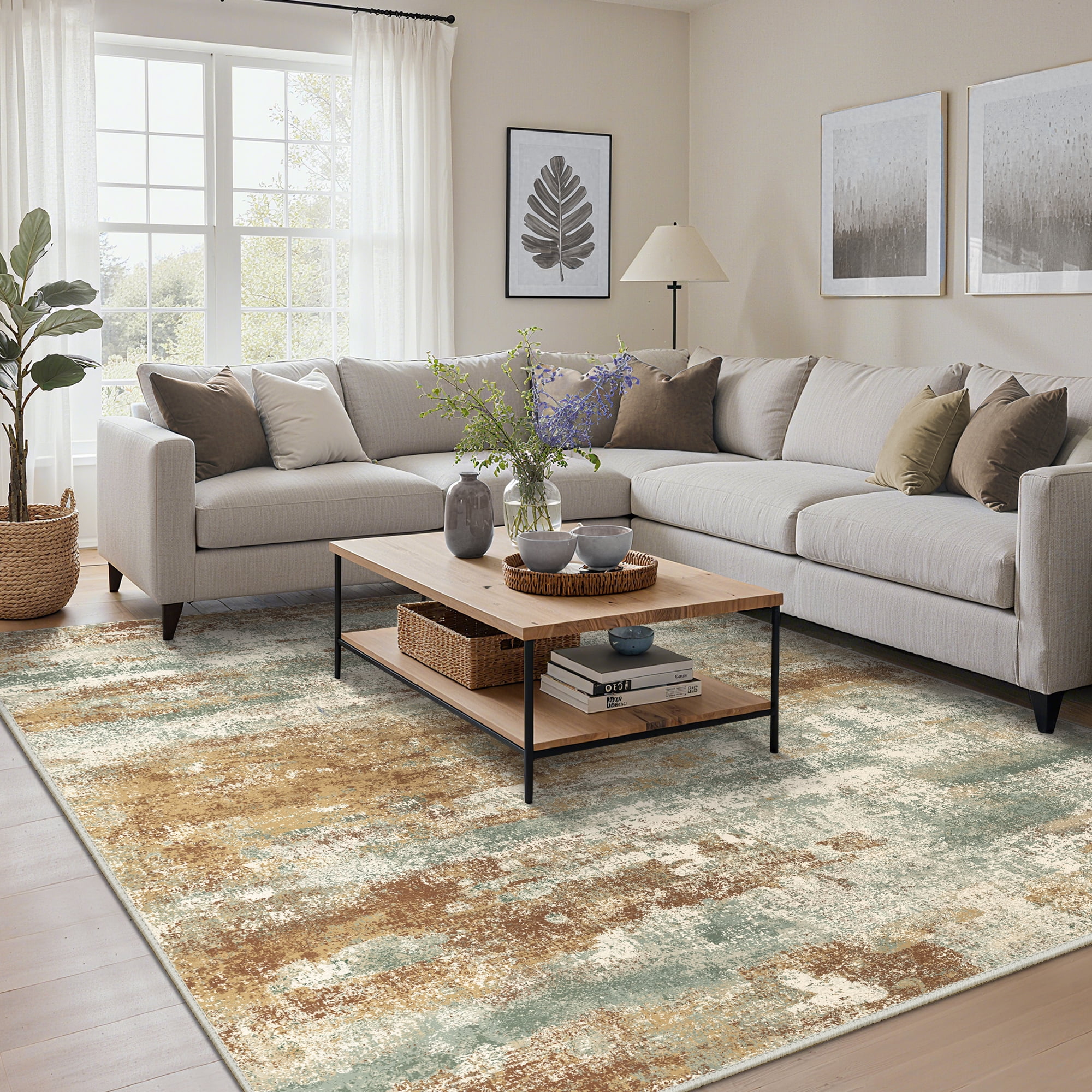 KUETH 9X12 Area Rugs Machine Washable Rugs for Living Room, Non Slip ...