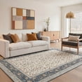 thumbnail image 1 of KUETH 9X12 Machine Washable Area Rug, Low Pile Non-Slip Backing Carpet for Living Room and Bedroom, Pet-Friendly Vintage Floral Medallion Rug, Blue, 1 of 8
