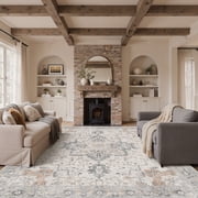 KUETH 9x12 Area Rugs for Living Room, Non Slip Machine Washable Retro Rugs, Ultra-thin Print Rug for Bedroom, Dining Room, Home Office. deal from Walmart