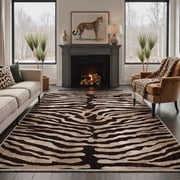 KUETH 9x12 Zebra Area Rugs Machine Washable Rugs for Living Room, Non Slip Flat Pile Rug with Rubber Backing, Modern Rug for Entryway Bedroom Dining Room Home O