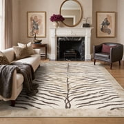 KUETH 9x12 Zebra Area Rugs Machine Washable Rugs for Living Room, Non Slip Flat Pile Rug with Rubber Backing, Modern Rug for Entryway Bedroom Dining Room Home O