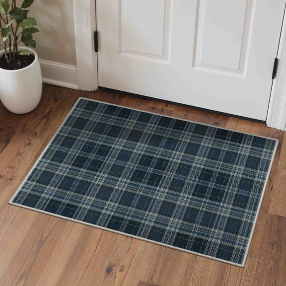 KUETH Area Rug 2×3 for Machine Washable Entryway Rugs Indoor, Area Rugs for Living Room,Blue Printed Decor Rug, Non-Slip Rug, Bedroom, Dinning Room