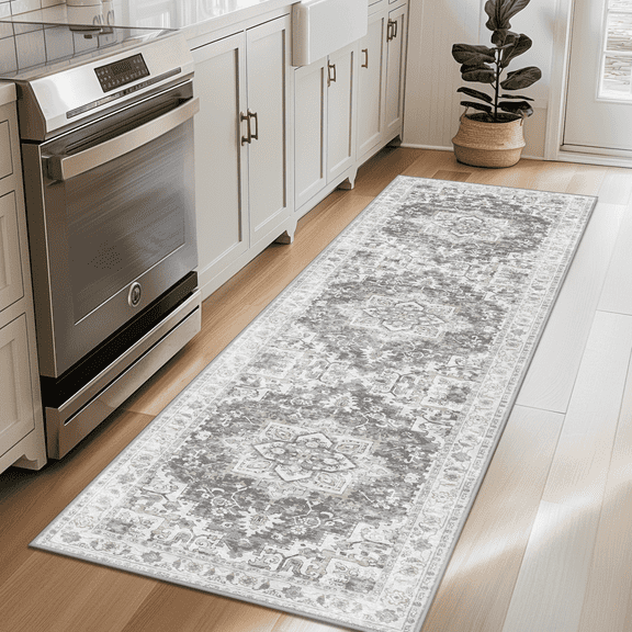 KUETH Area Rug 2'x6' Non Slip Hallway Runner Rug, Machine Washable Vintage Low Pile Rugs for Living Room, Entryway, Bedroom, Kitchen and Corridor