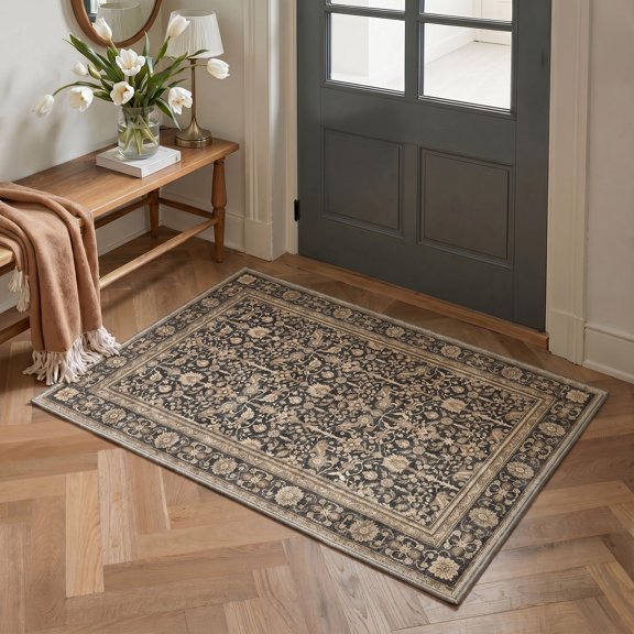 KUETH Area Rug 2x3 Doormat, Machine Washable Low Pile Vintage Rugs, Small Lightweight Rug Entryway Indoor Mat for Entrance, Hallway, Kitchen and Corridor