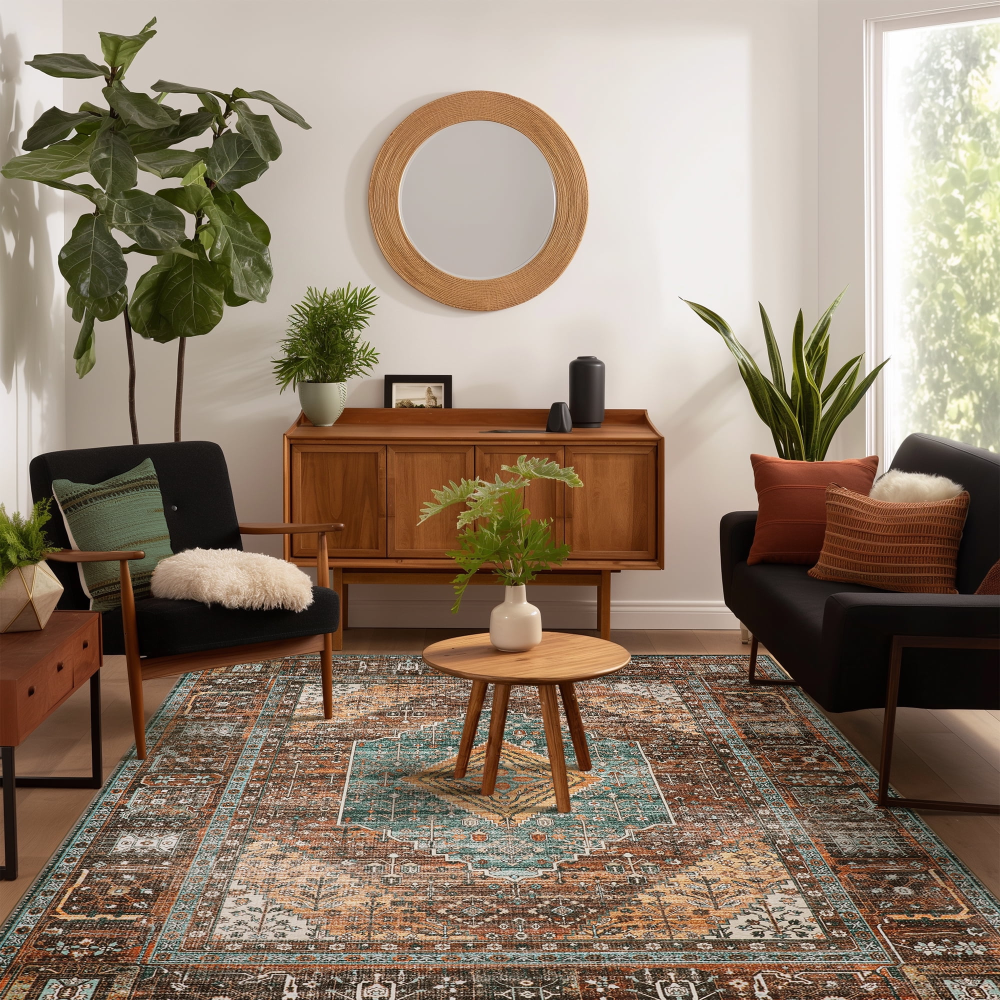 KUETH Area Rug - 8'x10' Machine Washable Runner Rugs, Non-Slip Vintage ...