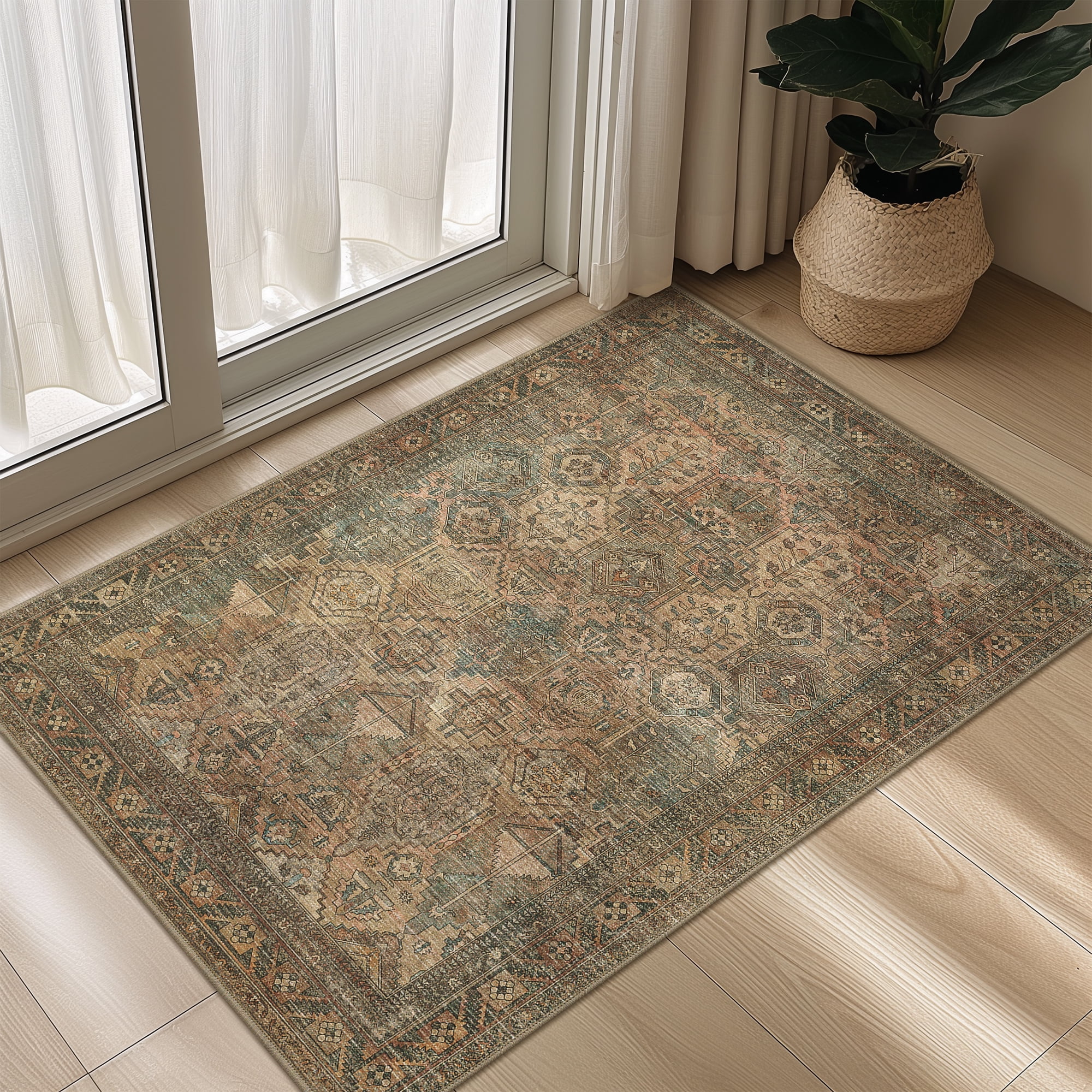 KUETH Washable Area Rug, 2'x3', Low Pile Floor Mat for Entryway ...