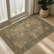 KUETH Area Rug Non Slip 2'x3' Doormat Low Pile Machine Washable Vintage Rugs, Small Chenille Entryway Mat for Entrance, Hallway, Kitchen and Bathroom