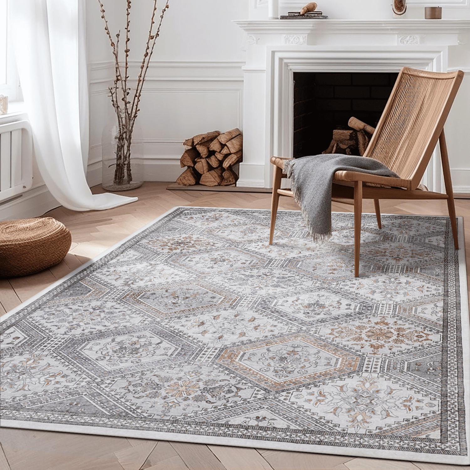 KUETH Area Rugs 3x5 Machine Washable Hallway Runner Rug, NonSlip Low Pile Soft Rugs for Living