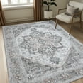 thumbnail image 1 of KUETH Area Rugs 8x10 Machine Washable Vintage Distressed Print Gray Floral Medallion Large Accent Bedroom Living Room Rug, Low Pile Ultra-Thin Lightweight Non Slip with Gripper, 1 of 7