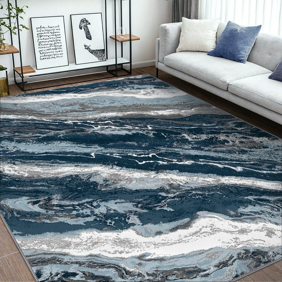 KUETH Area Rugs for Bedroom 6x9 Abstract Machine Washable Vintage Rugs Distressed Modern Print Throw Rug for Living Room Aesthetic, Non Slip Carpet with Gripper