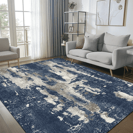 Inspire Me Home Decor Daydream Abstract Machine Washable Navy Blue 5 3 x 7 3 Area Rug 5x7 Walmart