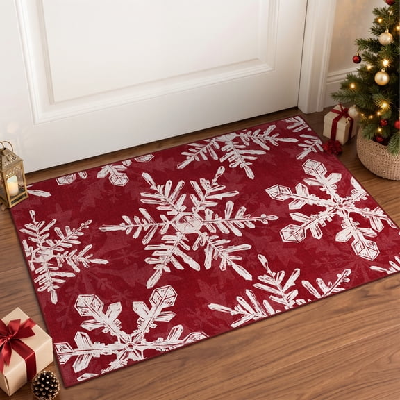 KUETH Christmas Runner Rugs 2x3 Machine Washable Non Slip Red Rugs for Kitchen,doorways and Hallway Decor