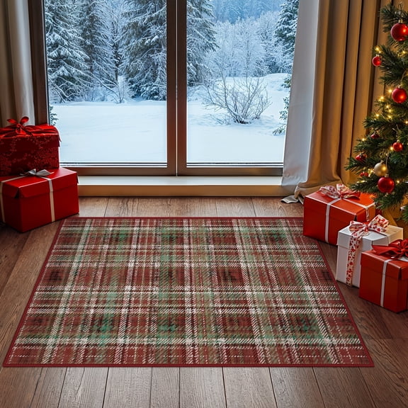 KUETH 2×3 Christmas Area Rug Indoor Kitchen, Christmas Rugs for Living Room,Machine Washable Rug,Printed Holiday Decor, Non-Slip Rug, Bedroom, Dinning Room
