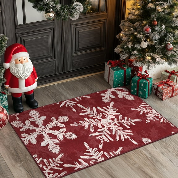 KUETH Christmas Runner Rugs 2x3 Machine Washable Non Slip Red Rugs for Kitchen,doorways and Hallway Decor