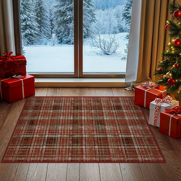 KUETH Christmas Area Rug 2×3 Indoor Kitchen, Christmas Rugs for Living Room,Machine Washable Rug,Printed Holiday Decor, Non-Slip Rug, Bedroom, Dinning Room