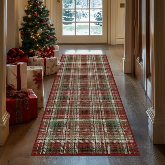 KUETH 2×7 Christmas Area Rug Indoor Kitchen, Christmas Rugs for Living Room,Machine Washable Rug,Printed Holiday Decor, Non-Slip Rug, Bedroom, Dinning Room