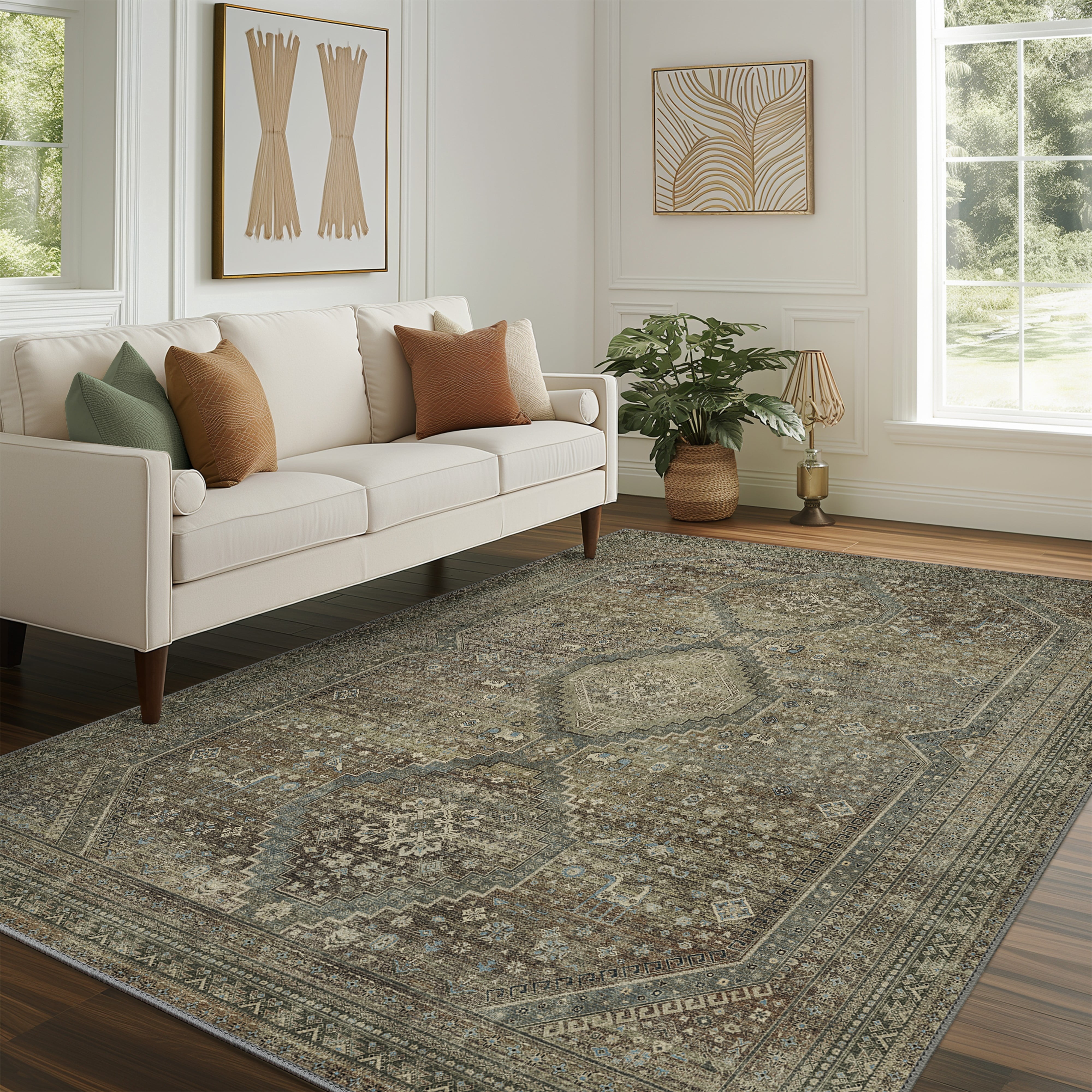nuLOOM Carolyn Contemporary Curves Shag Cream 7 ft. x 9 ft