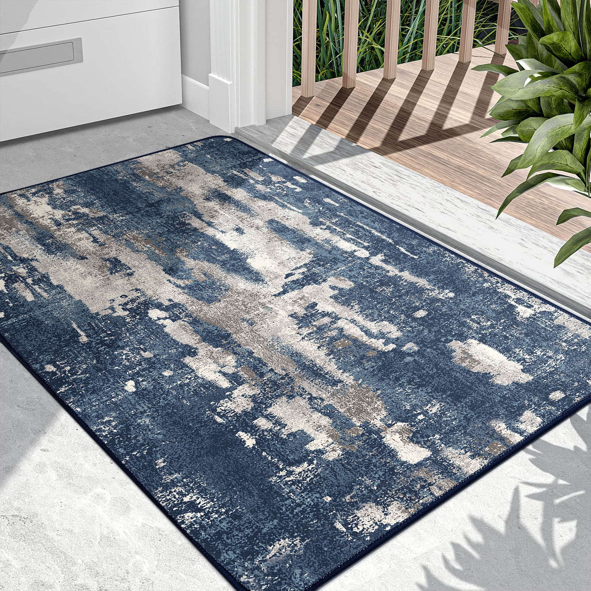 KUETH Doormat 2x3 Machine Washable Entryway Rugs Distressed Medallion