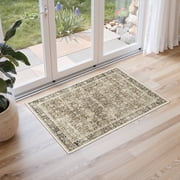 KUETH Modern 2x3 Area Rugs for Living Room, Non Slip Machine Washable Retro Rugs, Low Pile Chenille Print Rug for Bedroo