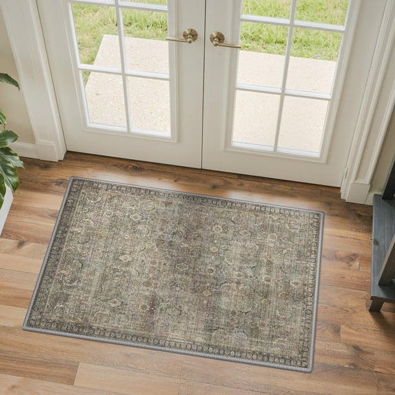 KUETH Modern 2x3 Area Rugs for Living Room, Non Slip Machine Washable Retro Rugs, Low Pile Chenille Print Rug for Bedroom, Dining Room, Home Office