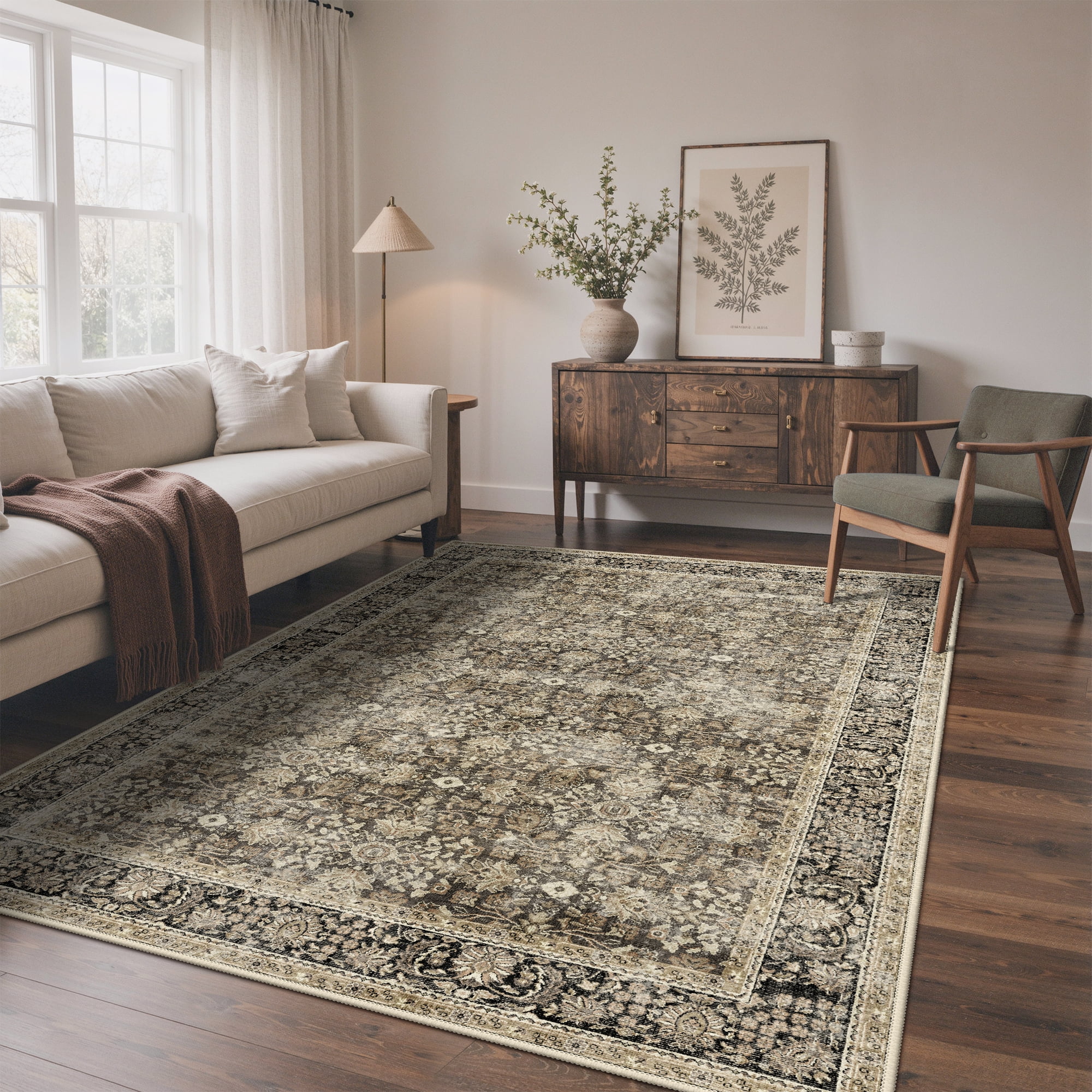 KUETH Modern 3x5 Area Rugs for Living Room, Non Slip Machine Washable ...