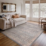KUETH Modern 3x5 Area Rugs for Living Room, Non Slip Machine Washable Retro Rugs, Low Pile Chenille Print Rug for Bedroo